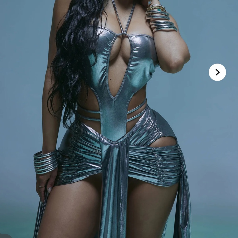 Fashion Nova Metallic Silver Swimwear - Hot summer scandal 2 piece monokini